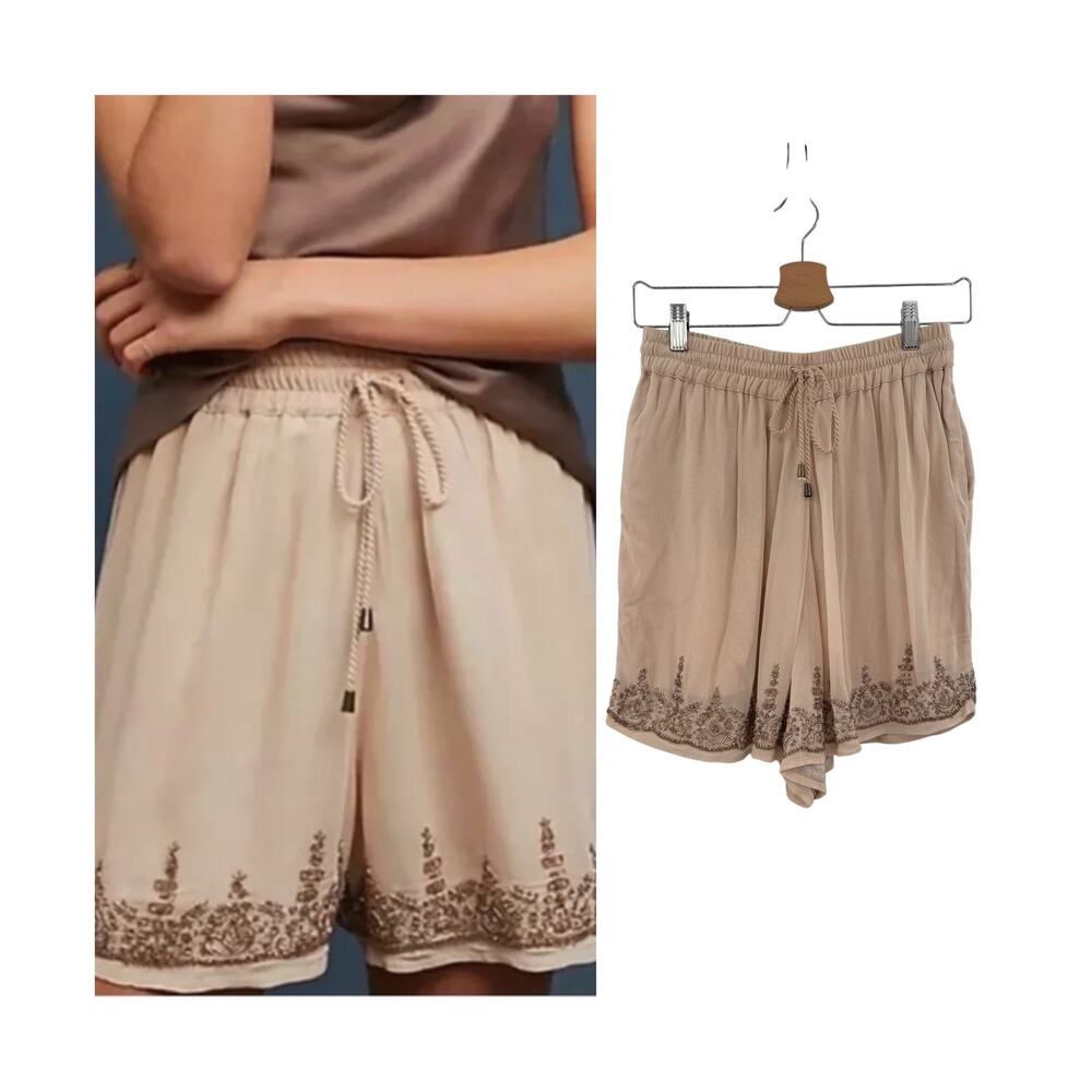 Anthropologie Maeve Beaded Embellished Cruise Shorts Boho Resort XS NWT